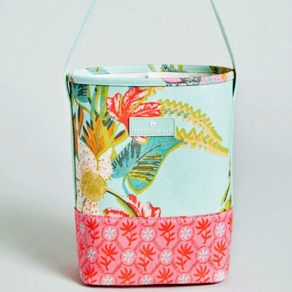 Spartina 449 Double Wine Caddie - Laminated Cotton - Tropical Design - NWT